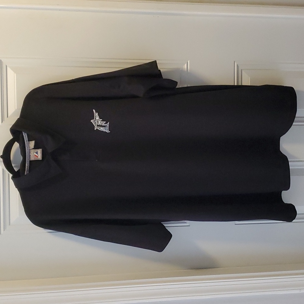 Florida Marlins Old Skool logo polo shirt.Majestic